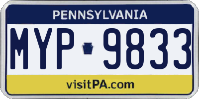 PA license plate MYP9833
