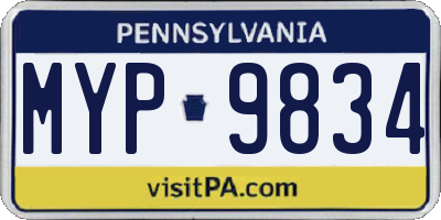 PA license plate MYP9834