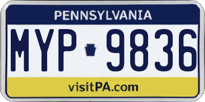 PA license plate MYP9836
