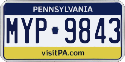 PA license plate MYP9843
