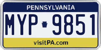 PA license plate MYP9851