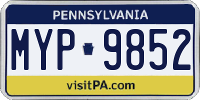 PA license plate MYP9852
