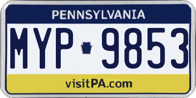 PA license plate MYP9853