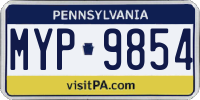 PA license plate MYP9854