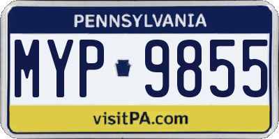 PA license plate MYP9855
