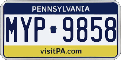 PA license plate MYP9858