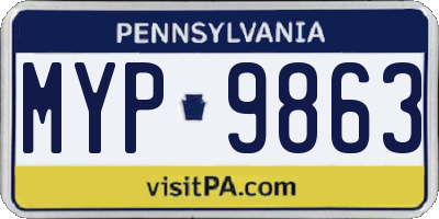 PA license plate MYP9863