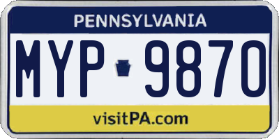PA license plate MYP9870