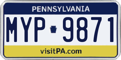 PA license plate MYP9871