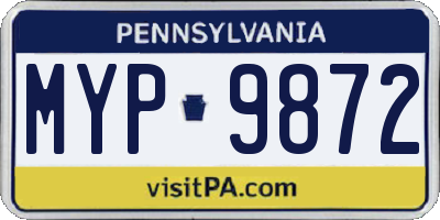PA license plate MYP9872