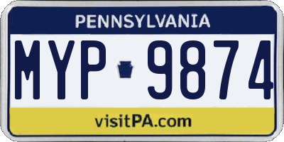 PA license plate MYP9874