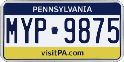 PA license plate MYP9875