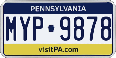 PA license plate MYP9878