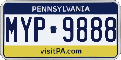 PA license plate MYP9888