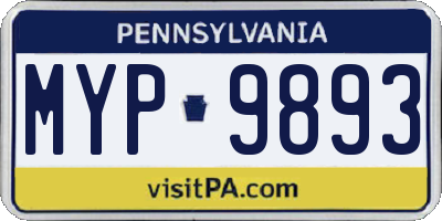 PA license plate MYP9893