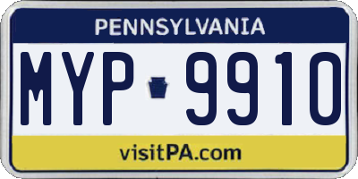 PA license plate MYP9910