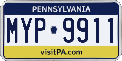 PA license plate MYP9911