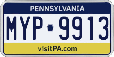 PA license plate MYP9913
