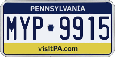 PA license plate MYP9915