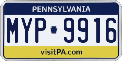 PA license plate MYP9916