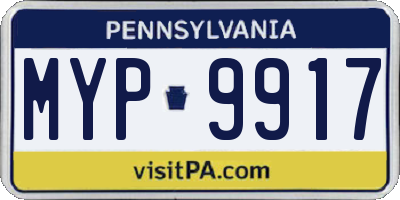PA license plate MYP9917
