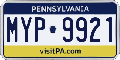 PA license plate MYP9921