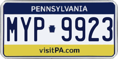 PA license plate MYP9923