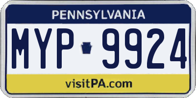 PA license plate MYP9924