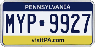 PA license plate MYP9927