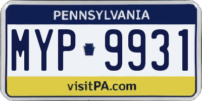 PA license plate MYP9931