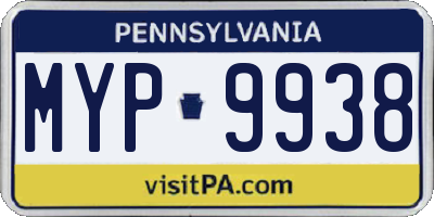 PA license plate MYP9938