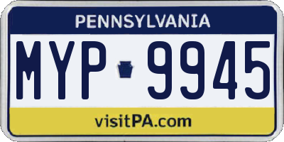 PA license plate MYP9945