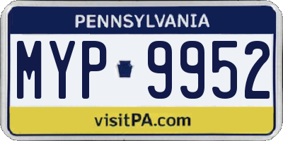 PA license plate MYP9952