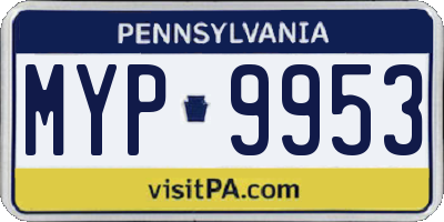 PA license plate MYP9953