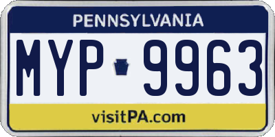 PA license plate MYP9963