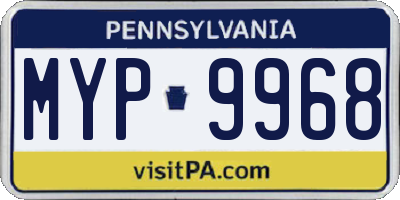 PA license plate MYP9968