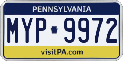 PA license plate MYP9972