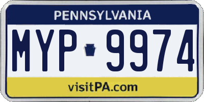 PA license plate MYP9974