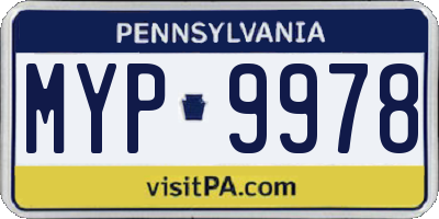 PA license plate MYP9978