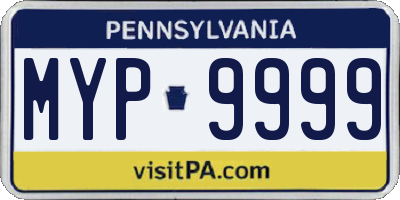 PA license plate MYP9999