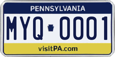 PA license plate MYQ0001