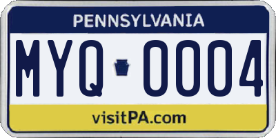 PA license plate MYQ0004