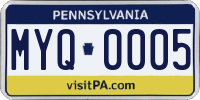 PA license plate MYQ0005