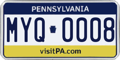 PA license plate MYQ0008