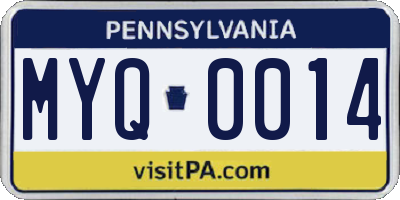 PA license plate MYQ0014