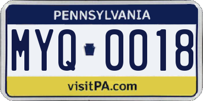 PA license plate MYQ0018