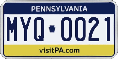 PA license plate MYQ0021
