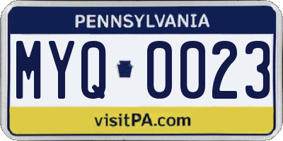 PA license plate MYQ0023