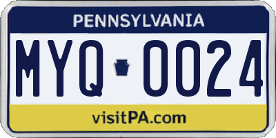 PA license plate MYQ0024