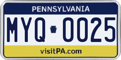 PA license plate MYQ0025